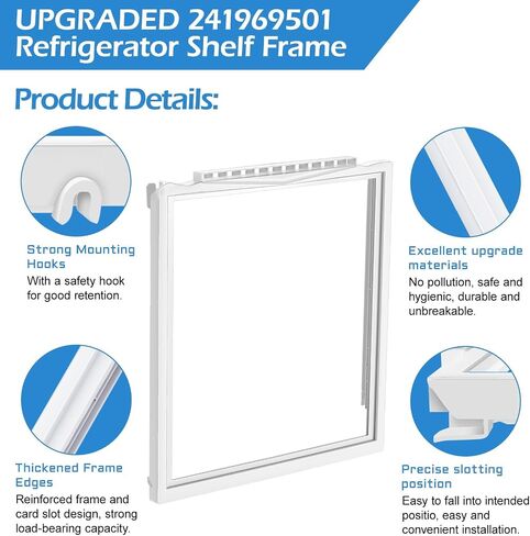 UPGRADED 240443384 Refrigerator Crisper Glass Inset Only for 241969501 Refrigerator Shelf Frame,Glass Crisper Cover Compatible with Frigidaire Refrigerator Replacement Shelf Parts in Saudi Arabia