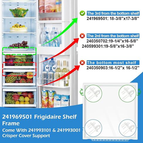 UPGRADED 240443384 Refrigerator Crisper Glass Inset Only for 241969501 Refrigerator Shelf Frame,Glass Crisper Cover Compatible with Frigidaire Refrigerator Replacement Shelf Parts in Saudi Arabia