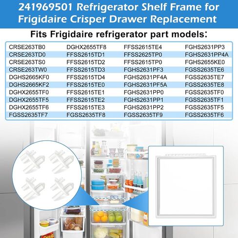 UPGRADED 240443384 Refrigerator Crisper Glass Inset Only for 241969501 Refrigerator Shelf Frame,Glass Crisper Cover Compatible with Frigidaire Refrigerator Replacement Shelf Parts in Saudi Arabia
