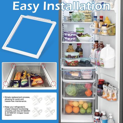 UPGRADED 240443384 Refrigerator Crisper Glass Inset Only for 241969501 Refrigerator Shelf Frame,Glass Crisper Cover Compatible with Frigidaire Refrigerator Replacement Shelf Parts in Saudi Arabia
