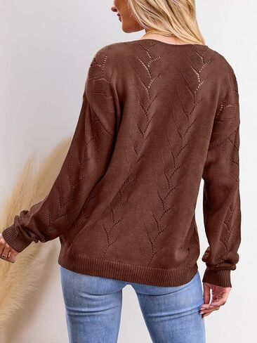 CUPSHE Women's V-Neck Long Sleeve Knit Sweater Dropped Shoulders Pullover with Ribbed Trim in Kuwait