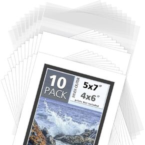MBC MAT BOARD CENTER, Pack of 20, 5x7 for 4x6 White Picture Mats - Acid Free, 4-Ply Thickness, White Core, Includes Backing Boards and Clear Bags - for Pictures, Photos, Framing