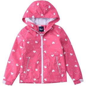 Hiheart Girls Lightweight Hooded Jackets Mesh Lined Waterproof Raincoat