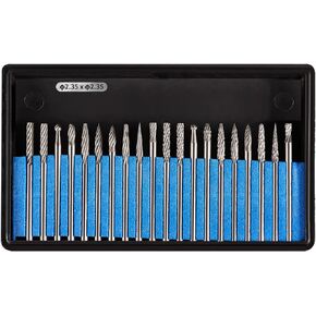 Luo ke 20 Pcs Ø2.35 x 2.35 mm Aluminum Cutting Burr, 3/32 Inch Shank Carbide Burr Bits For Rotary Tool Include Dremel