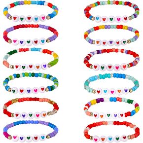 Bonuci 12 Pcs Kids Motivational Friendship Bracelets Letter Beads Bracelets for Girls Toddler Bracelets Gifts Bulk for Girls Kids