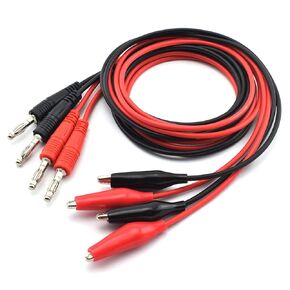 SDTC Tech Banana Plug to Alligator Clip Test Leads 1m Length Crocodile Clip Wire Cable Set (2 Red + 2 Black)