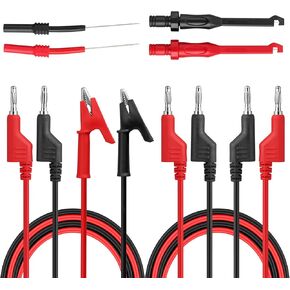 ALLmeter 8pcs Multimeter Test Leads Banana Plug to Crocodile Alligator Clip Test Probe 4mm Stackable Banana Plug to Alligator Clip Test Probe Lead Wire Cable 1000V/15A 1M/3.3 Ft in Kuwait