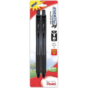 Pentel EnerGel-X Retractable Liquid Gel Pen, 1.0mm, Metal Tip, Black Ink, 2 Pack (BL110BP2A)