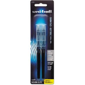 uni-ball Vision Elite BLX Rollerball Ink Pens Refills Bold Point, 0.8mm, Blue/Black, 2 Pack