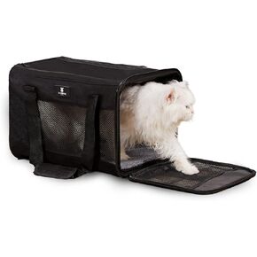 X-ZONE PET Cat Carrier Dog Carrying Case for Pets Up to 15 Lbs, Airline Approved Travel Puppy Bag, with Removable Fleece Pad 17x11x11 Inches Grey