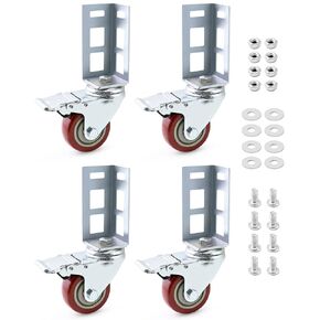 QWORK Storage Rack Caster Wheels, 8 Pack 3" Heavy Duty 500 lb. Max Total Capacity Storage Shelf Accessories, Fit for Boltless Self Locking Shelving Racks