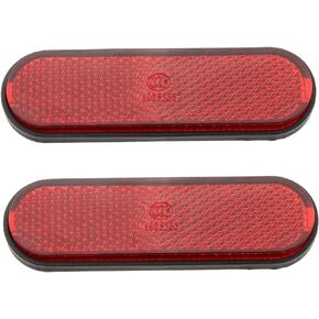 LUORNG 2pcs Double-Sided Adhesive Bicycle Pedal Reflector 101x30mm Red Elliptic Type Night Safety Warning Pedal Reflective Sheet