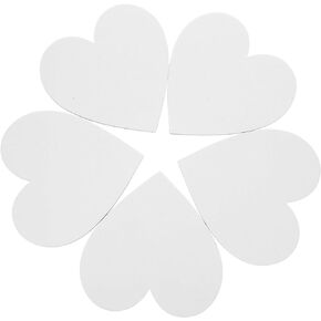 Gadpiparty 5pcs Heart Shaped Canvas Cotton Painting Board Blank Canvas Frame Cotton Panel Boards Art Paintings Board Oil Paint Canvas Sketchpad for Craft (White)