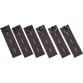 Johnson & Smith Elastic Pants Waist Extenders (6 Pack), Adjustable Waistband Expanders for Men and Women, Jeans Pants Button Extender Set (Black)