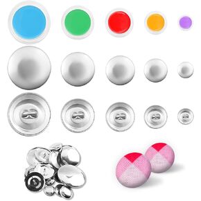 100pcs Button Covers, Cover Button Kits with 5 Sizes of Buttons & Tools DIY Fabric Buttons Fabric Covered Buttons to Make Your Own Buttons
