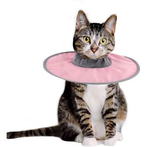 Cat Recovery Collar Adjustable Cat Neck Protective Cat Collar Waterproof Elizabethan E Collar for Cats Kittens Puppies after Surgery to Stop Licking Wounds (Pink)