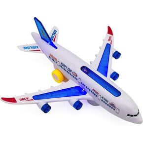 Tipmant Baby Toddler Electric Airplane Vehicle Car Toy Electronic Plane Aircraft, Automatic driving, Music, Flash Light Kids Birthday Gifts