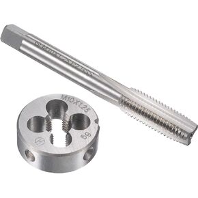 uxcell M10 x 1.25mm Metric Tap and Die Set, Machine Thread Screw Tap with Round Threading Die, Tap & Die Kit for Nut Screw Bolt Thread Repair