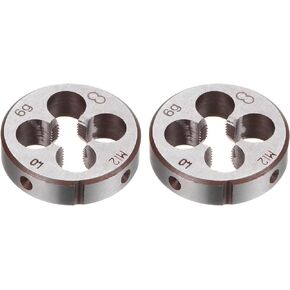 uxcell 2pcs Round Threading Dies, Metric M12 x 1 Thread (Right Hand), Alloy Tool Steel Screw Cutting Die Repair Tool