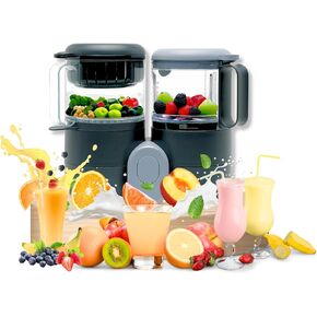 4 in 1 Baby Food Maker with Steamer - Multifunction Baby Food Processor for Baby Food Steamer, Baby Blender, Defrosting & Reheating - Baby Blender Food Maker and Steamer w/ 2 Litres Combined Capacity
