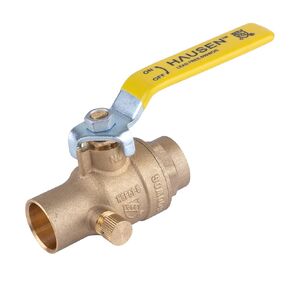 Hausen 1/2-inch Sweat x 1/2-inch Sweat Full Port Brass Ball Valve, 1-Pack