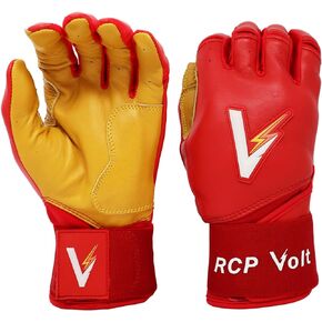 RCP Volt Baseball and Softball Batting Gloves – Rip and Tear Resistant – Reinforced Crotch, Super Grip Extended Cuff, Padded Protection, Adjustable Sizes, Guantes de bateo