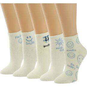 Htlpym Womens Ankle Socks 5 Pairs Novelty Crew Cute Casual Cotton Socks Colorful Patterned Short Girls Socks Gifts US 5-8