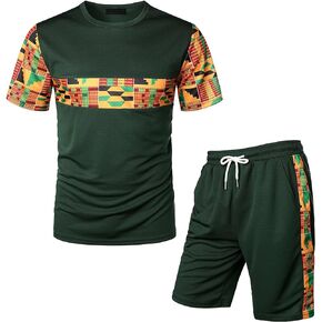 طقم تي شيرت وسروال قصير للرجال من ZEROYAA على الطراز الأفريقي، بدلة رياضية شبكية، ملابس Dashiki