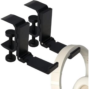 2Pcs Foldable Headphone Stand Hanger Holder, Under Desk Aluminum Headset Stand Hook with Cable Clip, Clamp Desk Hook for Purse Bag Backpack, Universal Fit