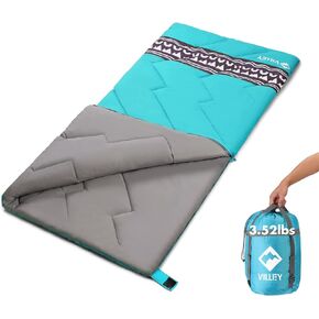 VILLEY Camping Sleeping Bag, Lightweight Backpacking Sleeping Bag with Compression Sack for Adults & Kids, Outdoor Camping Hiking Equipment for 3 Season Warm & Cool Weather - Summer, Spring, Fall