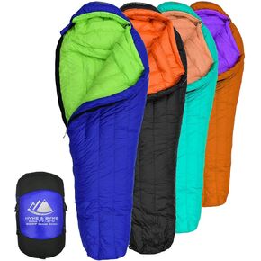 Hyke & Byke Eolus 0°F Cold Weather Mummy Hiking & Backpacking Sleeping Bag - Goose Down 800 FP 4 Season Sleeping Bags for Adults - Ultralight with Compression Stuff Sack