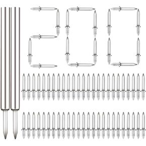 200pcs Double-headed Skirting Thread Seamless Nails, Double-headed Nails with 2pcs Nail Specific Sleeve Tool Non Marking Nails Invisible Security Screws Baseboard Seamless Nails
