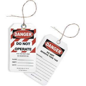 50 SciTag Emporium Lockout Tagout Tags, Danger Do Not Operate Tags, OSHA Compliant Lockout Tags, Loto Tags, Made of Tyvek, Tear Resistant & Weatherproof, 5.1"x2.9", String & Eyelet | Lock Out Tags |
