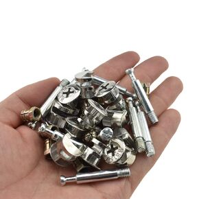 Hahiyo Furniture Connector Cam Lock Fittings Dowel Flat Back Fastener Table Side Knock Down with Pre-Inserted Bolt Nut Rock Solid Fit Hole Properly Good Grab for Drawer Dresser Cabinet 11Sets 14x16mm