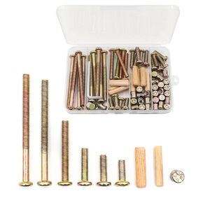 cSeao 70pcs M6 Crib Screws Barrel Nuts Assortment Kit and Wood Dowel Pins for Furnitures Cribs Chairs