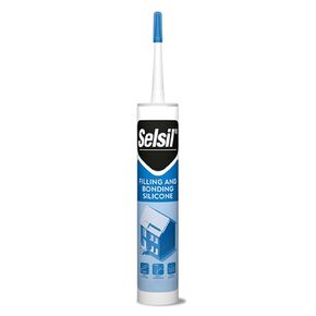 Selsil White Silicone Sealant - Filling and Bonding Silicone Caulk, Waterproof Silicone Sealant for Industrial Use, Strong Adhesive, Great Elasticity, Solvent-Free, 10.5 Fl Oz. (310 ml) Cartridge, 1pc