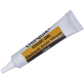 Chip Quik EGS10C-20G Electronics Grade Silicone Adhesive Sealant 20g (0.7oz) Squeeze Tube (Clear) for Precision Dispensing