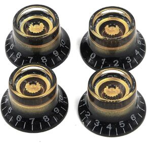 FarBoat 4Pcs Guitar Volume Tone Control Knob UFO Shape for LP Electric Guitar (Black and Gold)