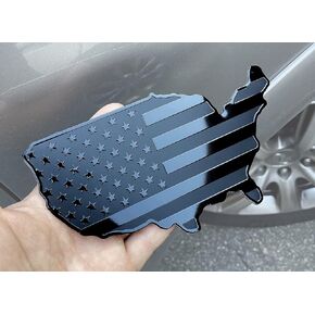 MULL USA Black Flag Map Auto Fender Emblem for Cars Trucks Laptop Wall (Black, 7"x4")