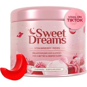SweetDreams Dream Gummies Natural Sleep Aid for Adults, 5mg Melatonin, Magnesium, & L-Theanine - Vegan Gummy Supplement - Melatonin Gummies for Restful Deep Sleep Cycles (Strawberry Moon) in Saudi Arabia
