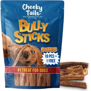 Premium Bully Sticks for Dogs, 6" Dog Bully Sticks for Small Dogs & Puppies (3 Pieces) - Rawhide Free Chews, High Collagen, 100% Beef Bully Sticks Made in USA - Bully Stick Puppy Treats & Bully Bones