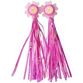 UPSTORE 1Pair Colorful Bicycle Scooter Grips Sparkle Tassel Ribbon Handgrip Handlebar Streamers Accessories for Girls Trike Bike Decoration (Pink)
