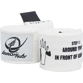 ArrowWay Instructional Hand Wraps w/Printed Directions for Boxing & MMA - 142" Meister Elastic