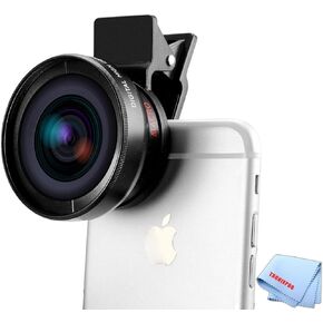 2-in-1 Professional Universal Smartphone HD Camera Lens Kit (Super Wide Angle & Macro Lens) for iPhones 15, iPhone 15 Pro, Pro Max, iPhone 14, iPhone 14 Pro and iPhone 14, All Smartphones