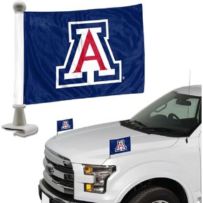 FANMATS 61893 Arizona Wildcats Ambassador Car Flags - 2 Pack Mini Auto Flags, 4in X 6in, Perfect for Hood or Trunk