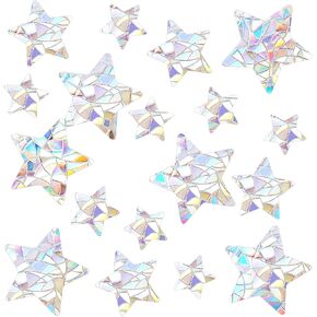 72 PCS Star Window Clings Static Window Clings Star Style Rainbow Stickers Anti Collision Window Decals Non-Adhesive Prismatic Window Clings Save Birds from Window Collisions