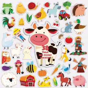 52PCS Alphabet & Animal Gel Decals Stickers, Thick Window Door Cling Decals Removable Reusable Stickers for Kids Toddlers Home Classroom Nursery Animal Theme Party Supplies Decorations (Not Edible)