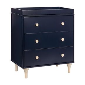 Babyletto Lolly 3-Drawer Changer Dresser with Removable Changing Tray in Black and Washed Natural, Greenguard Gold Certified