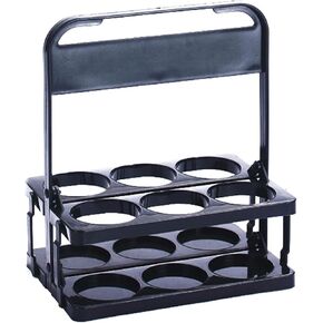 حامل زجاجات بيرة قابل للطي، 6 زجاجات من البلاستيك مع مقبض، حامل مشروبات للتسليم، حاوية مشروبات لنزهة الشواء في الهواء الطلق، نقل آمن وسهل (أسود) in Kuwait