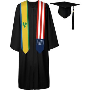 72 Inch St Vincent Flag and USA Flag Graduation Sash Unisex Adults Graduation Stole Scarf Class of 2024 (Not Include Baccalaureate Gown and Hat)